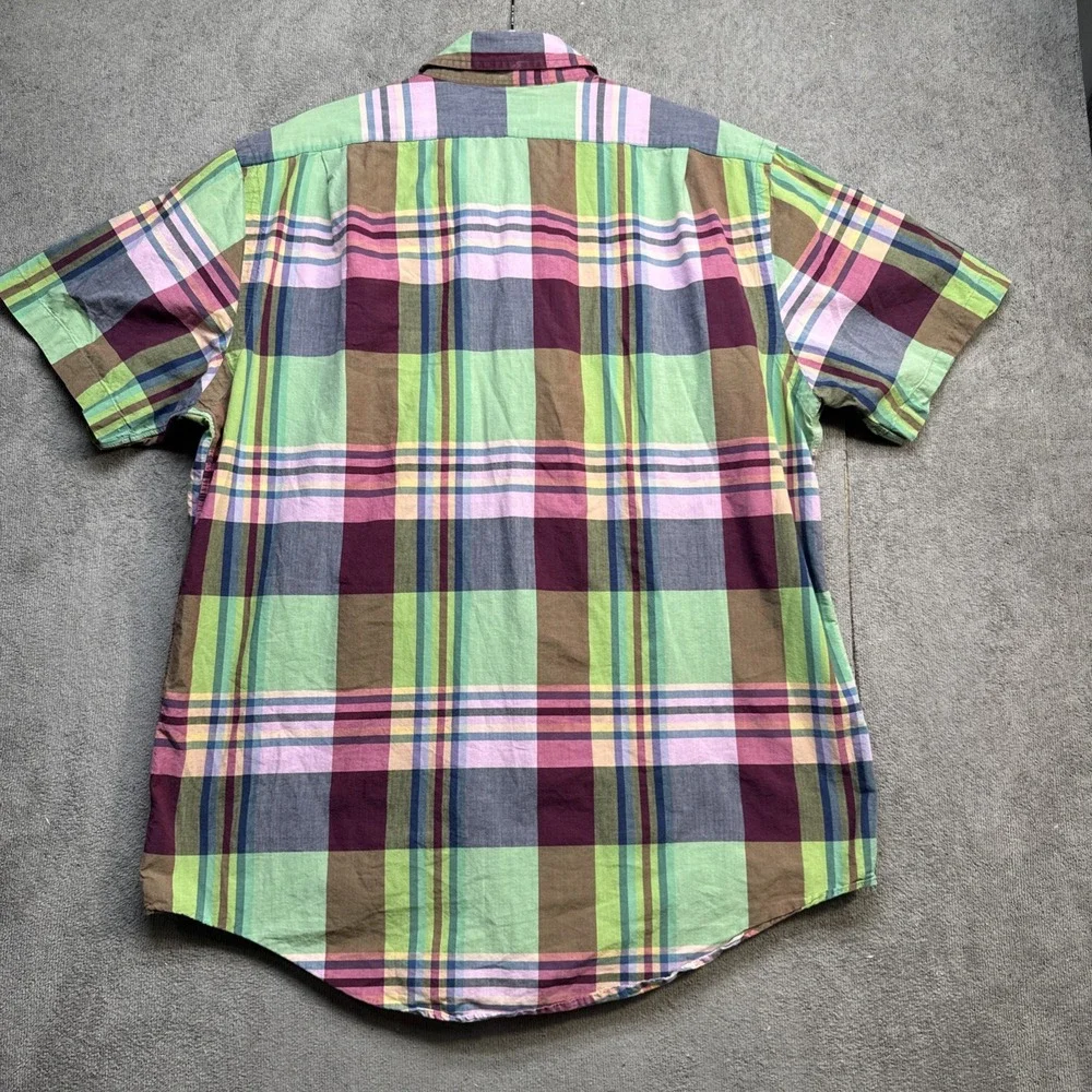 Polo Ralph Lauren Men's Plaid Short‎ Sleeve Shirt Large Epaulet Ivy Preppy Style